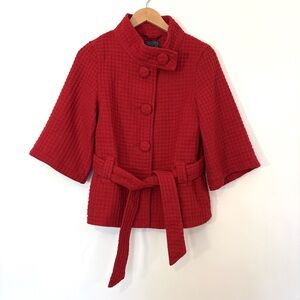 ONLY Red Waffle Pea Coat